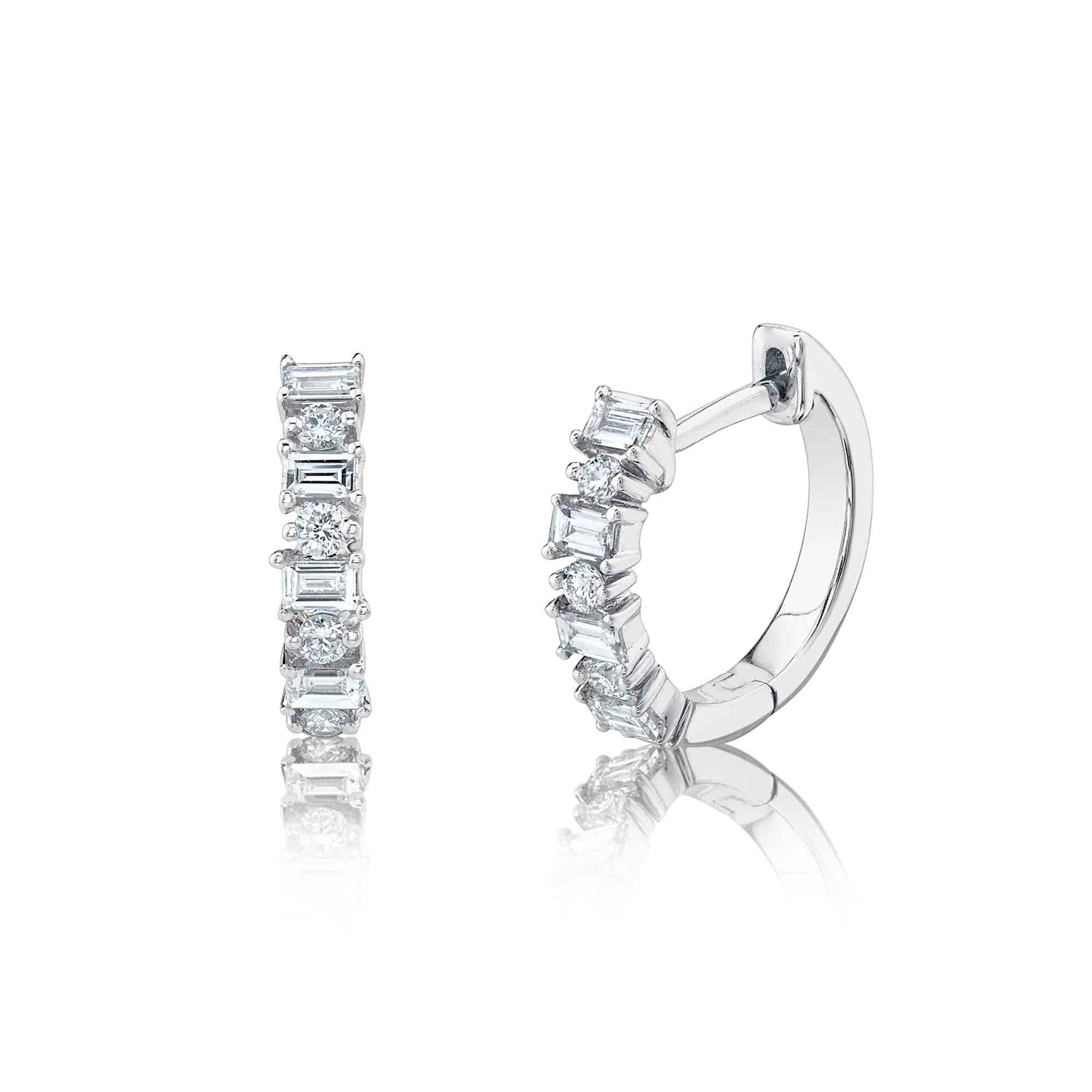 Baguette Diamond Huggies - Pasha Fine Jewelry