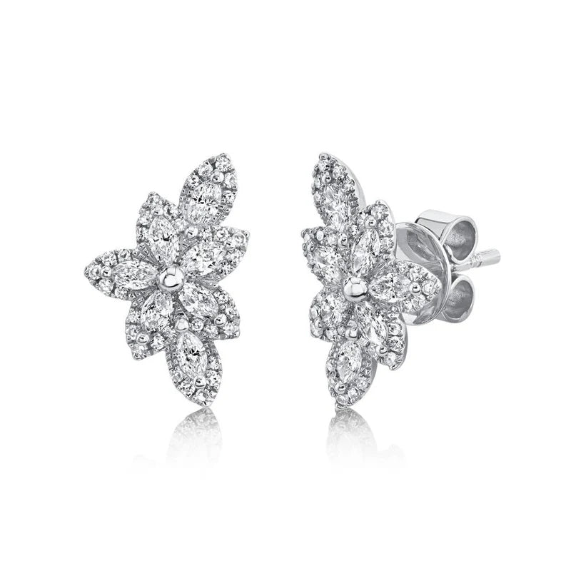 Diamond Flower Stud Earrings - Pasha Fine Jewelry