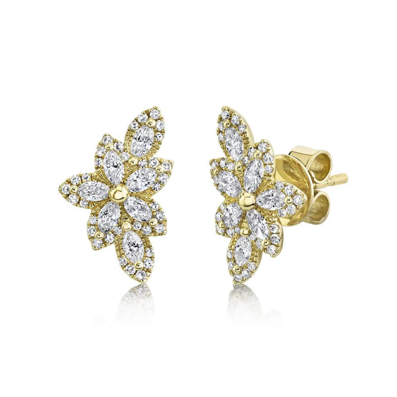 Diamond Flower Stud Earrings - Pasha Fine Jewelry