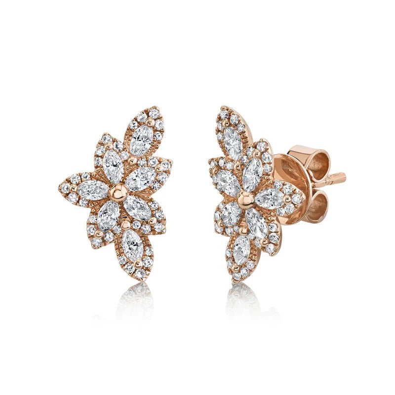 Diamond Flower Stud Earrings - Pasha Fine Jewelry
