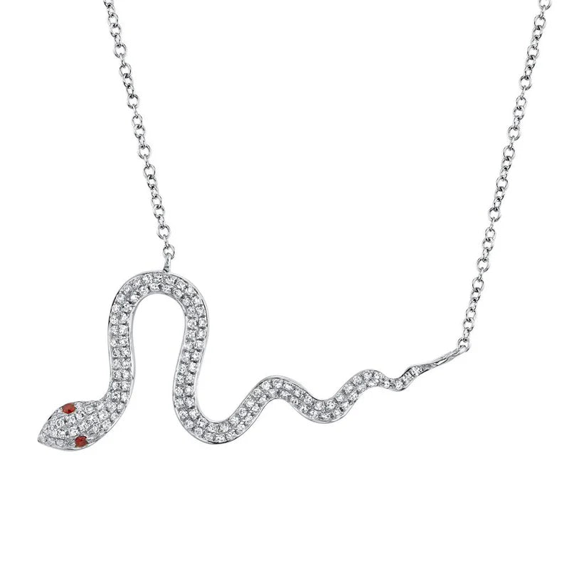 Diamond and Ruby Snake Necklace - Pasha Fine Jewelry