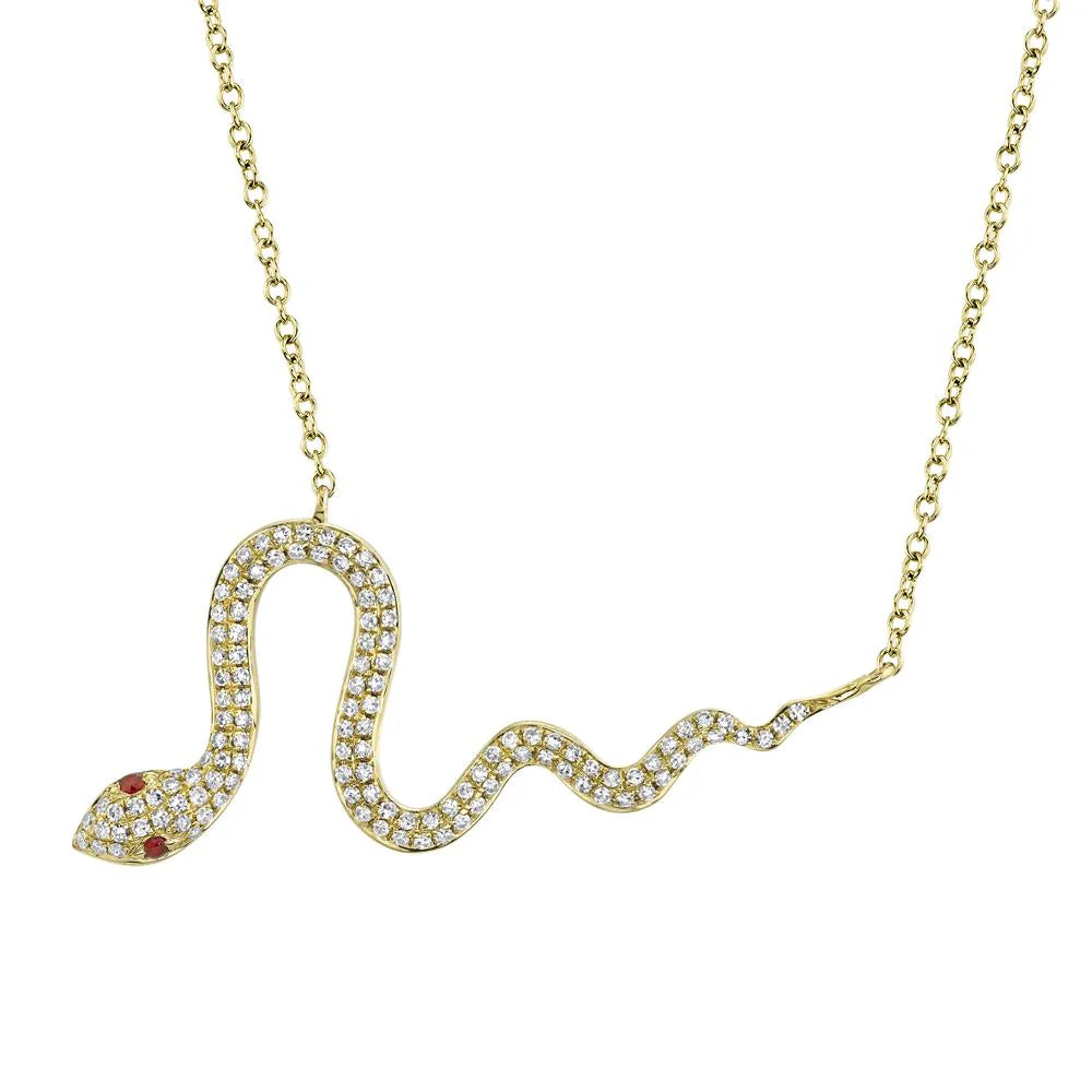 Diamond and Ruby Snake Necklace - Pasha Fine Jewelry