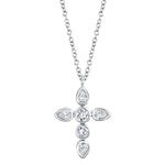 Pear and Round Diamond Bezel Cross - Pasha Fine Jewelry