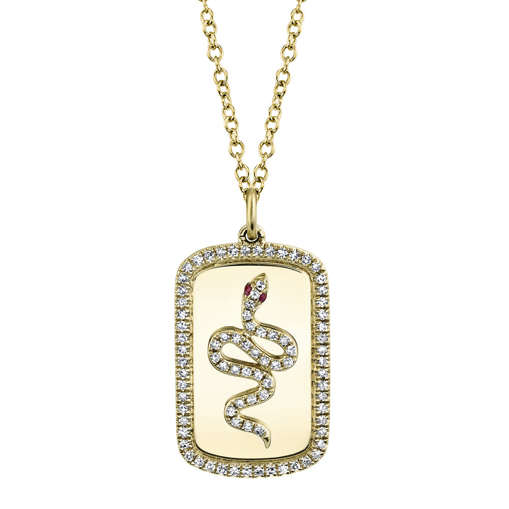 Diamond Snake Dog Tag - Pasha Fine Jewelry