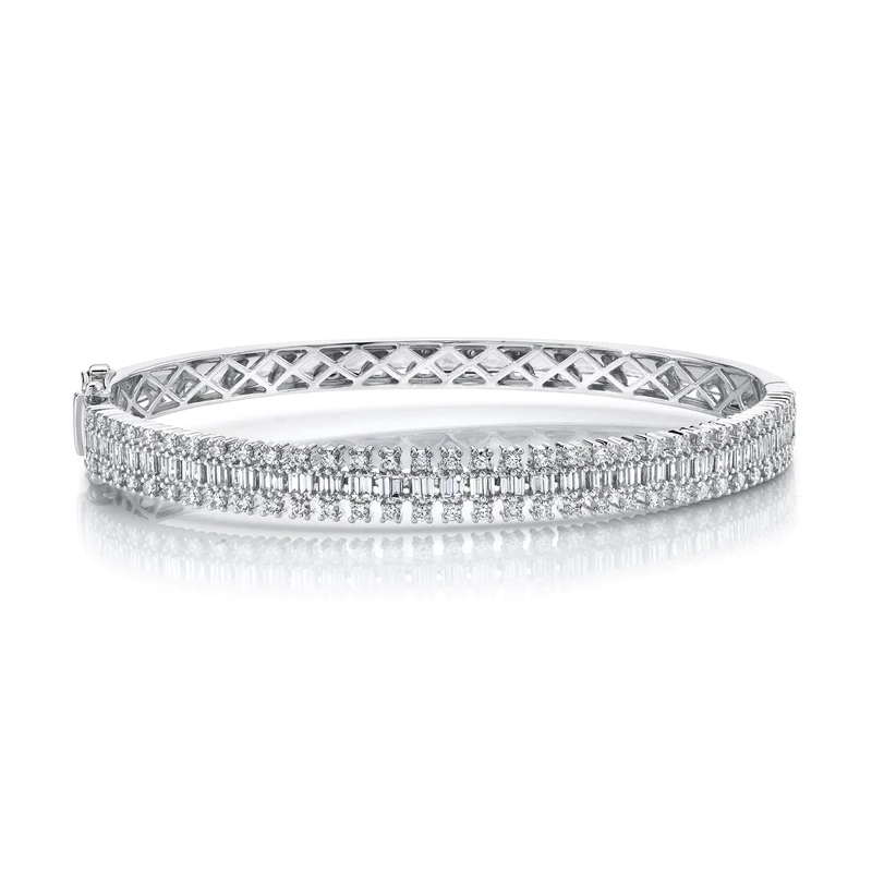 Baguette & Round Bangle - Pasha Fine Jewelry