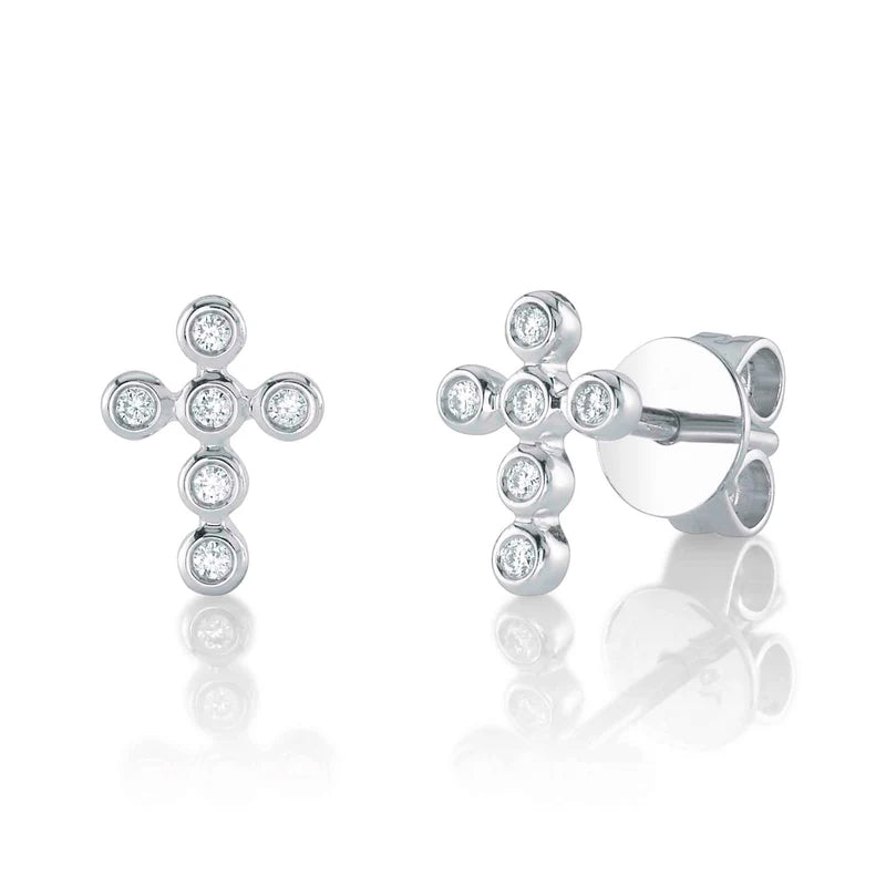 Bezel Cross Studs - Pasha Fine Jewelry