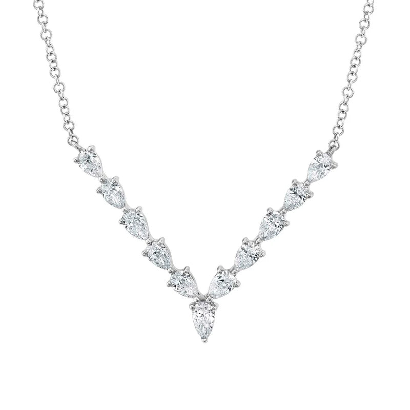 Pear Diamond V Necklace - Pasha Fine Jewelry