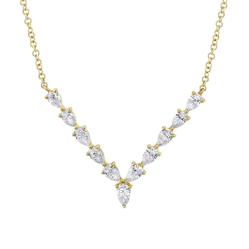 Pear Diamond V Necklace - Pasha Fine Jewelry
