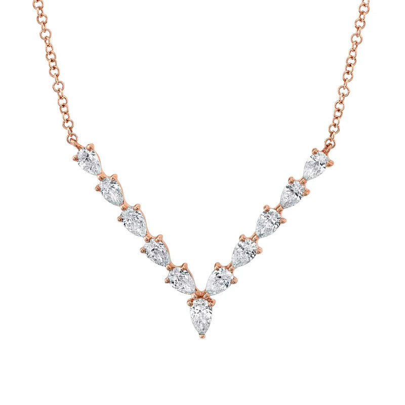 Pear Diamond V Necklace - Pasha Fine Jewelry