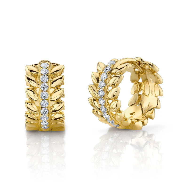 Diamond Feather Hoops - Pasha Fine Jewelry