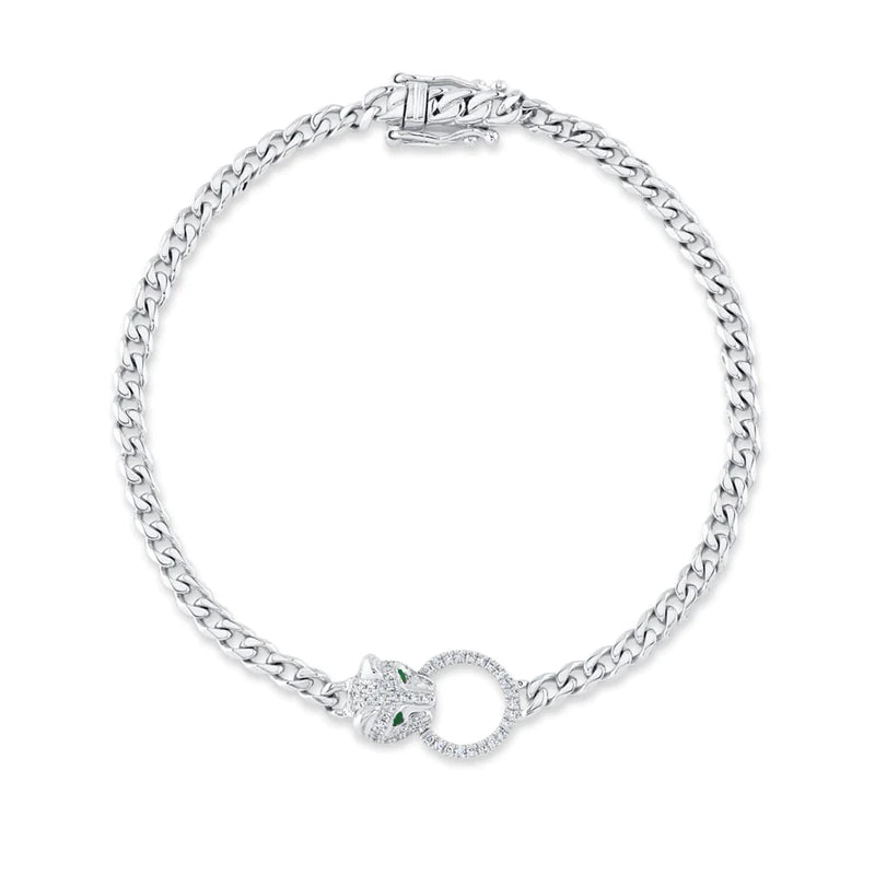 Cuban Link Panther Bracelet - Pasha Fine Jewelry