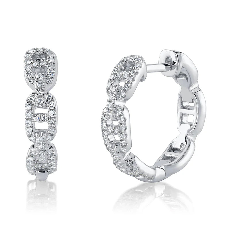 Diamond Link Hoops - Pasha Fine Jewelry
