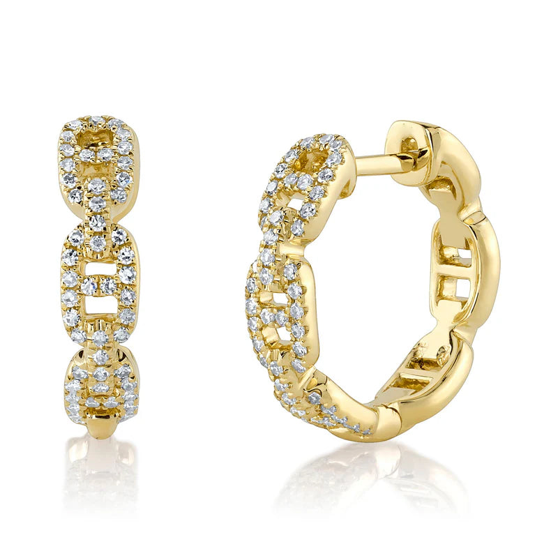 Diamond Link Hoops - Pasha Fine Jewelry