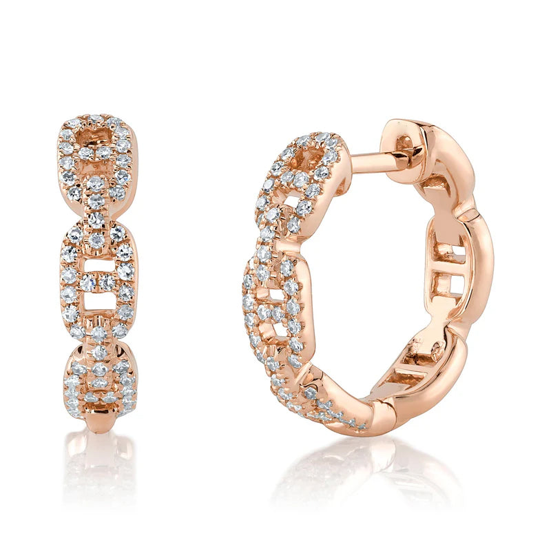 Diamond Link Hoops - Pasha Fine Jewelry
