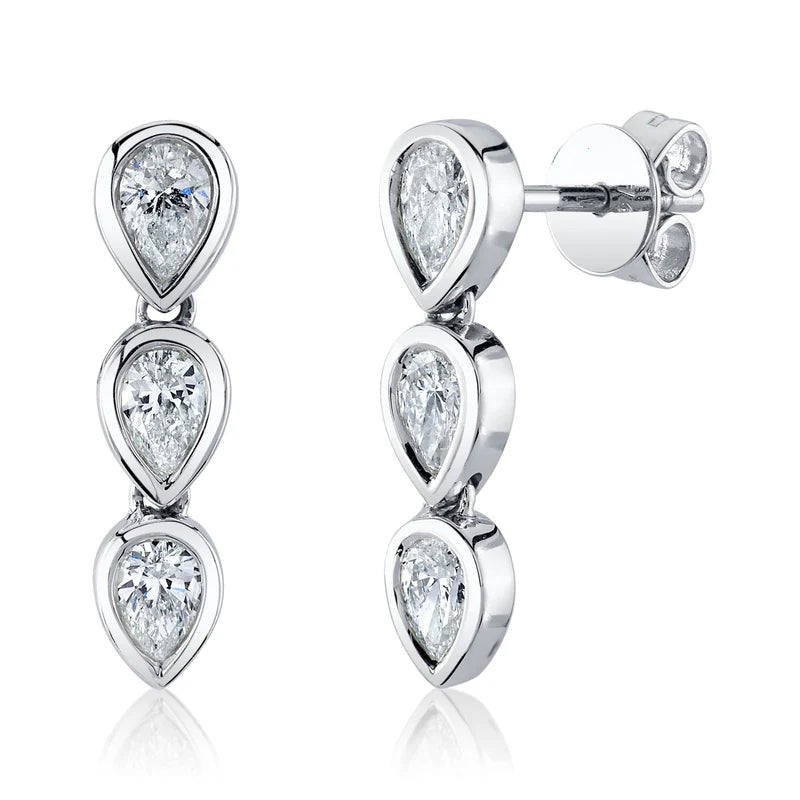 Diamond Bezel Pear Stud Earring - Pasha Fine Jewelry