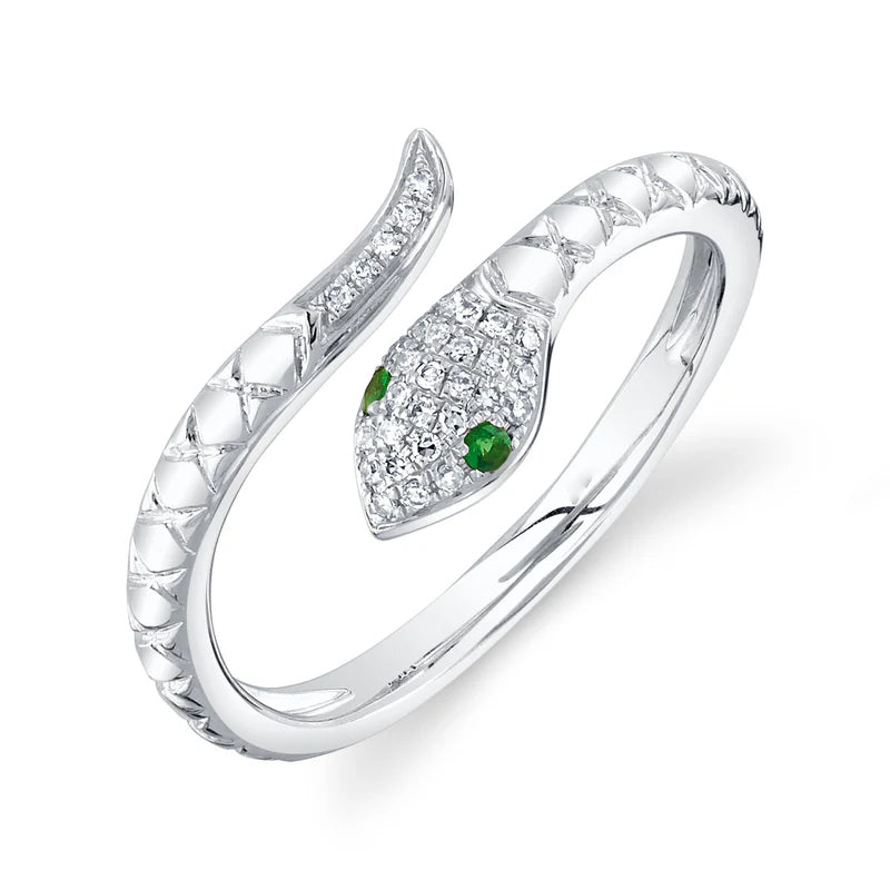 Emerald and Diamond Snake Ring - Pasha Fine Jewelry