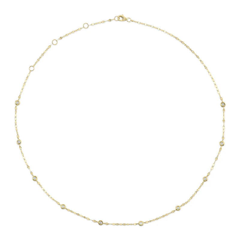 A 14K gold chain necklace with sparkle accents.