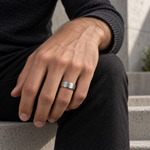8mm Tungsten Brushed Low-Bevel Band lifestyle image