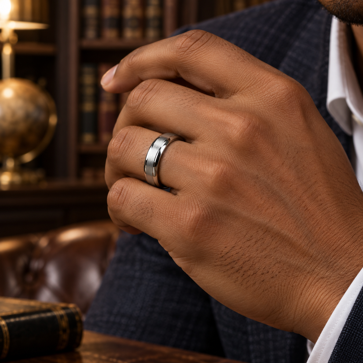 8mm Tungsten High-Polish Domed Band with Brushed Center lifestyle image