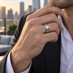 9mm Tungsten Brushed Stepped-Edge Band lifestyle image