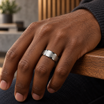 8mm Tungsten Brushed Band with High-Polish Beveled Edges lifestyle image