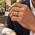 8mm Tungsten Brushed Off-Center Groove Band lifestyle image