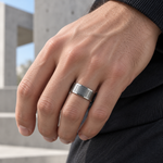 8mm Brushed Tungsten Vertical-Groove Band lifestyle image