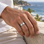 8mm Tungsten Brushed Domed Band lifestyle image