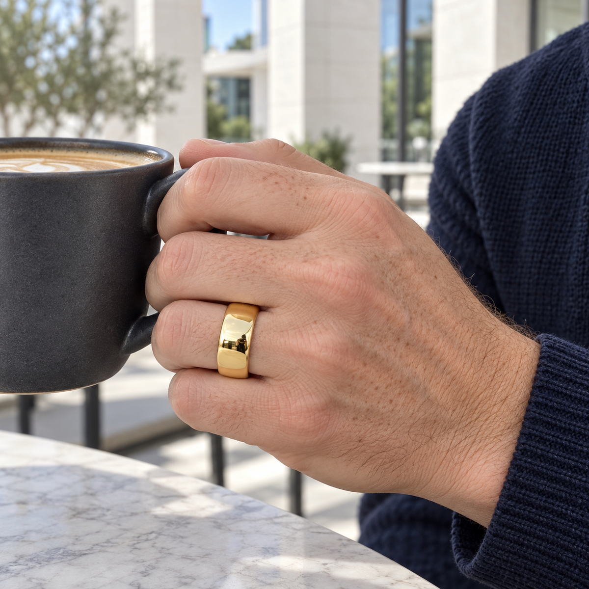 TR095 tungsten wedding band lifestyle image