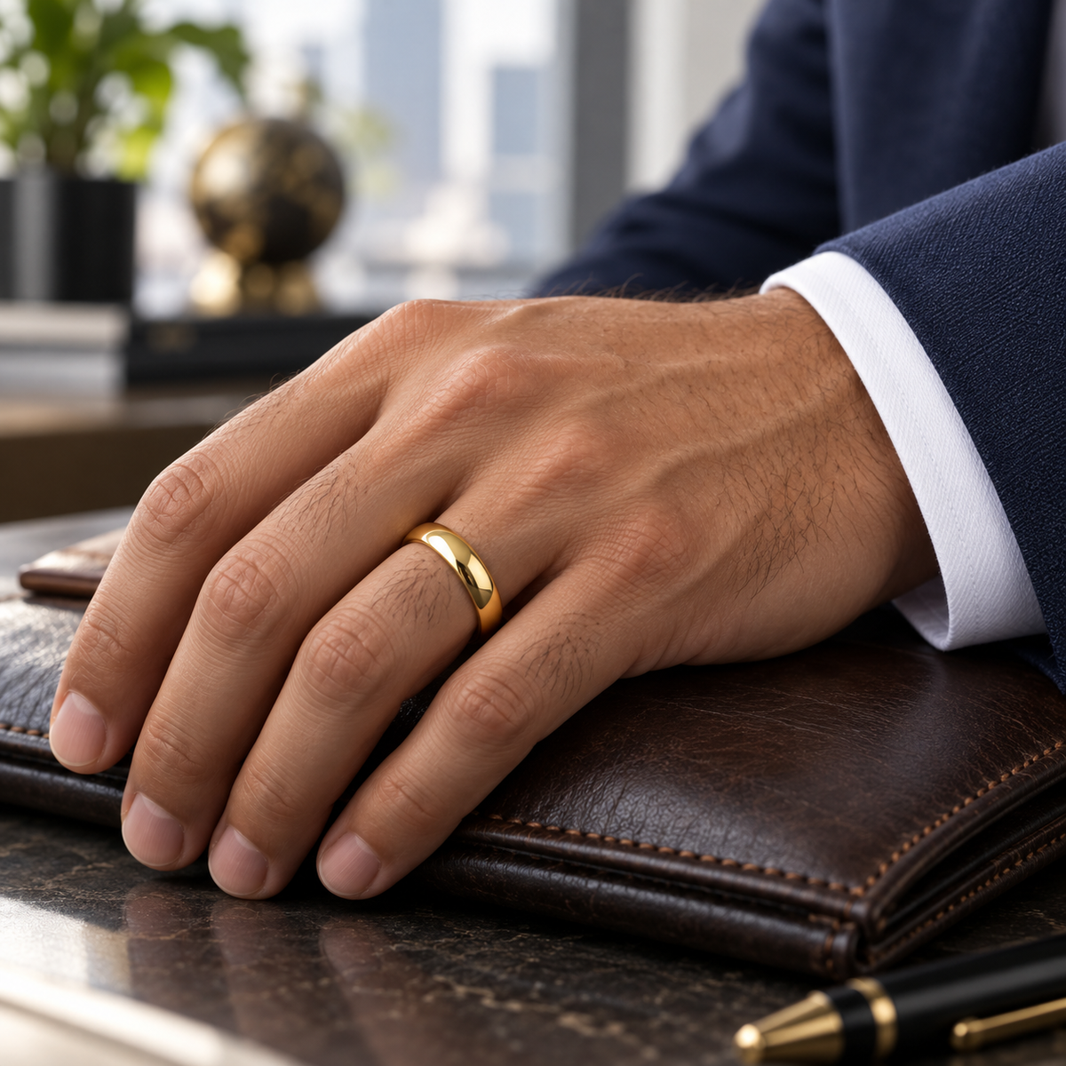 TR100 tungsten wedding band lifestyle image