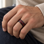 8mm Black Tungsten Band with Red Wood Inlay - lifestyle