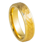 6mm Yellow Tungsten Hammered Band - white background