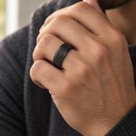 8mm Black Tungsten Geometric Grooved Band - lifestyle