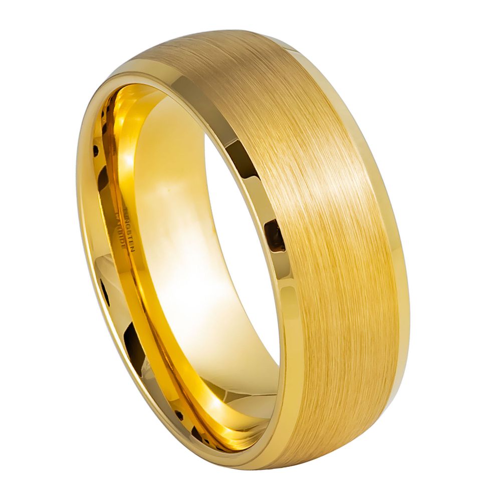 8mm Yellow Tungsten Brushed Band - white background