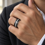 8mm Black Tungsten Band with White Stone Channel - lifestyle