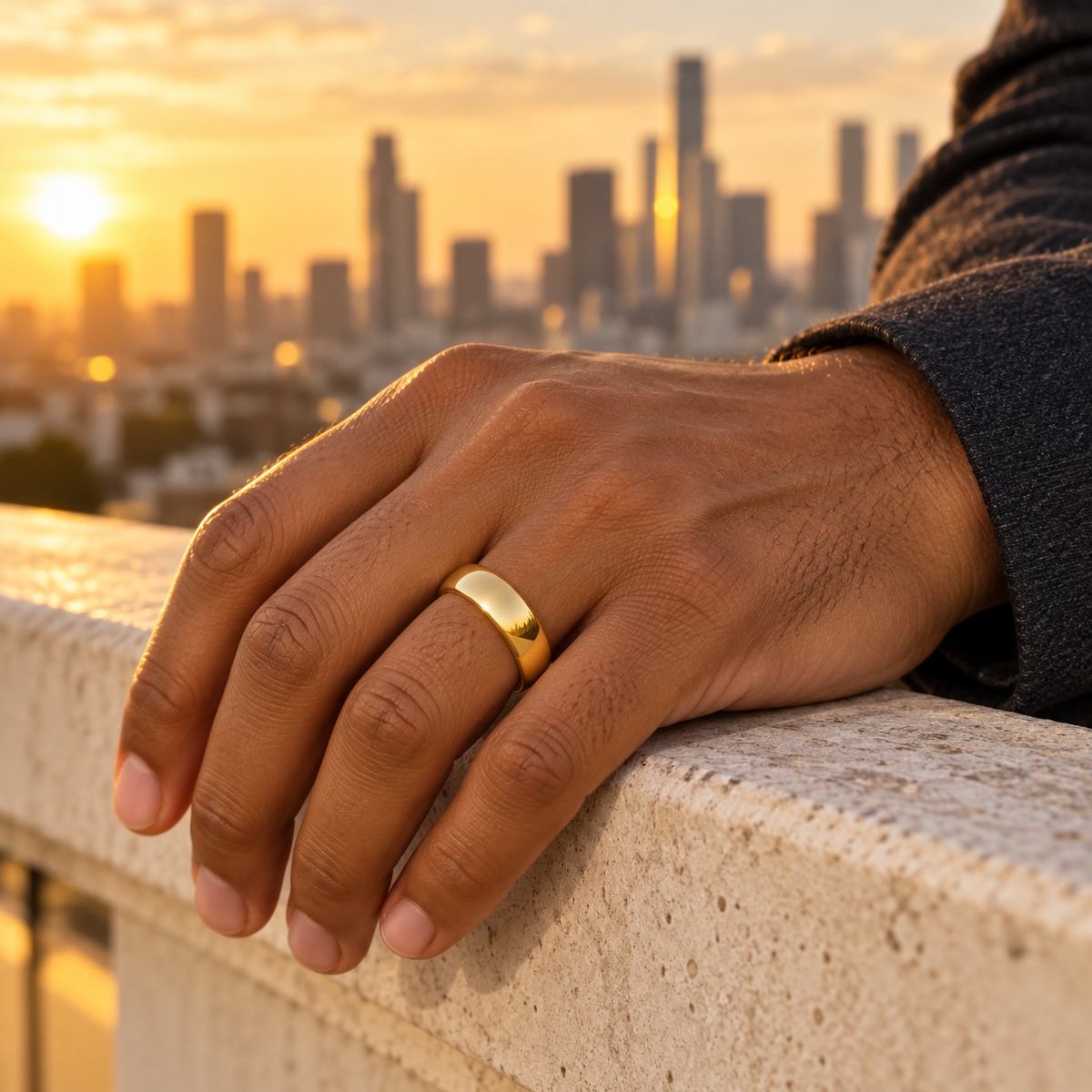 TR105 tungsten wedding band lifestyle image