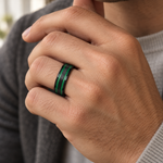 6mm Black Tungsten Band with Double Green Grooves - lifestyle
