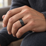 8mm Black Tungsten Geometric Pattern Band - lifestyle