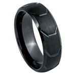8mm Black Tungsten Geometric Pattern Band - white background