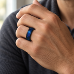 8mm Black Tungsten Band with Galaxy Opal Inlay - lifestyle