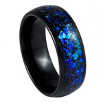8mm Black Tungsten Band with Galaxy Opal Inlay - white background