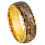 8mm Yellow Tungsten Band with Patterned Cork Inlay - white background