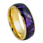 8mm Yellow Tungsten Band with Purple Faceted Inlay - white background