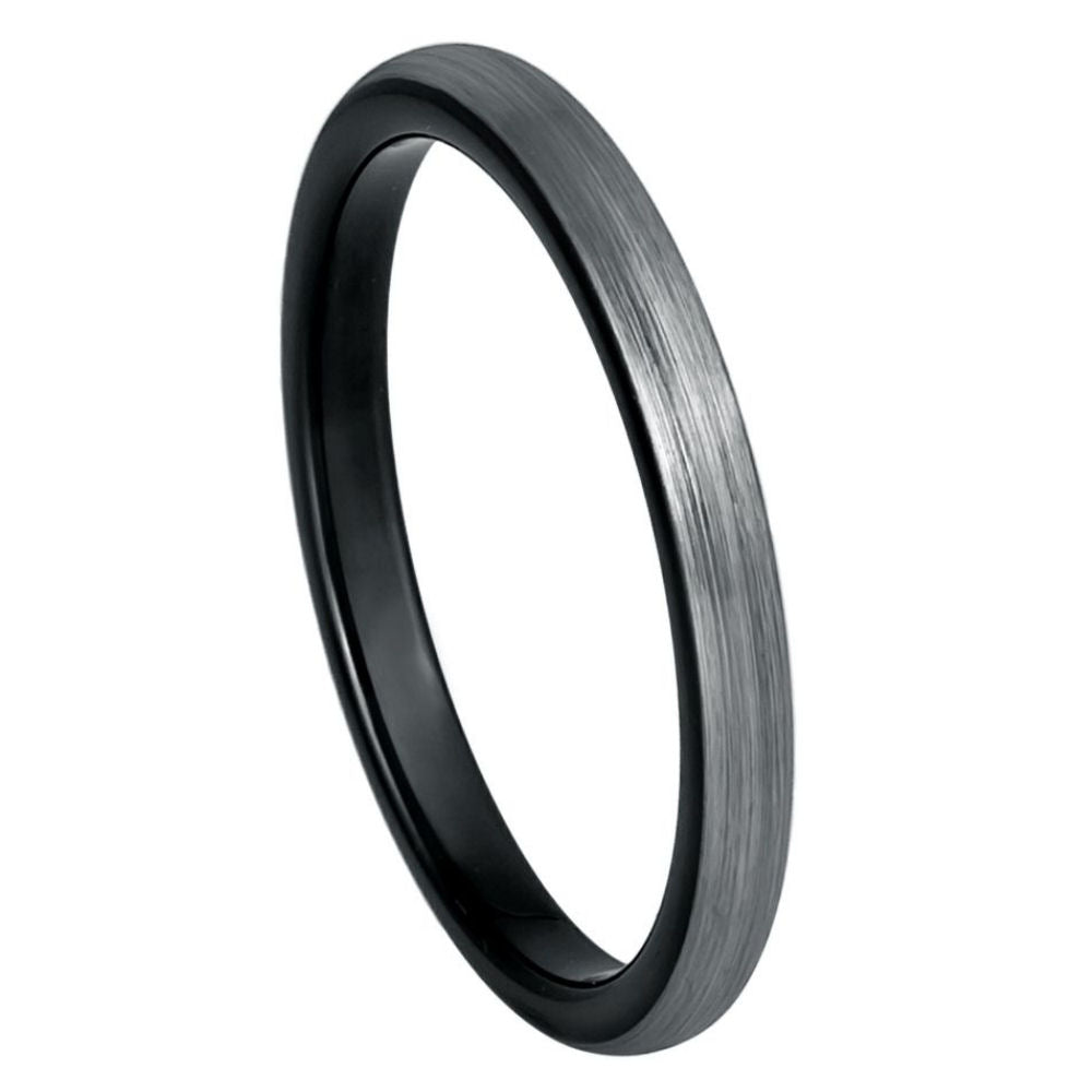 2mm Black Tungsten Brushed Band - white background