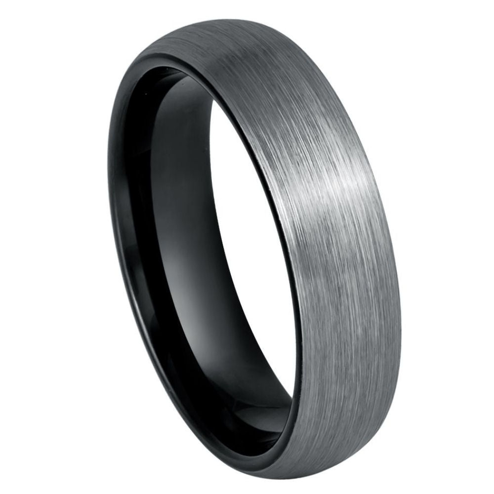 6mm Gunmetal Tungsten Brushed Band - white background