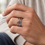 8mm Silver Tungsten Band with Antler and Wood Inlay - lifestyle