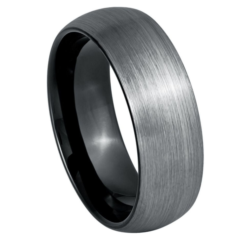 8mm Gunmetal Tungsten Brushed Band - white background
