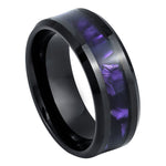8mm Yellow Tungsten Band with Purple Faceted Inlay - white background
