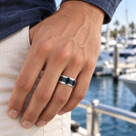 8mm Tungsten Band with Blue Carbon Fiber Inlay lifestyle image