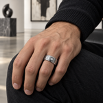 9mm Tungsten Brushed Band with White Diamond lifestyle image